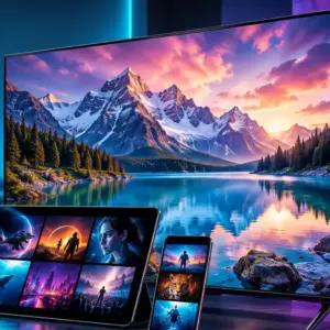 Télévision, tablette et smartphone pour un abonnement IPTV premium 8K